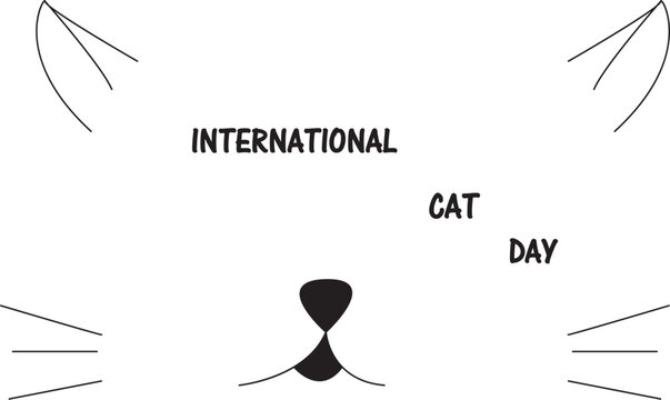 International Cat Day Minimal Cat Face Vector illustration file