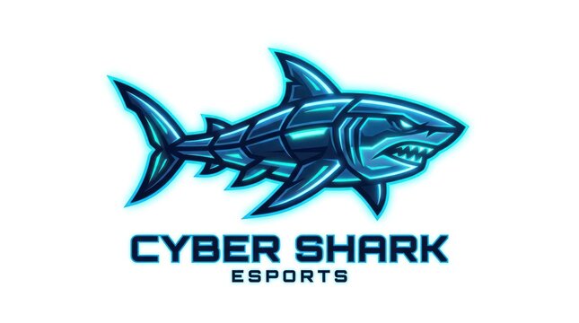 Digital shark mascot icon fierce aquatic predator abstract technology symbol