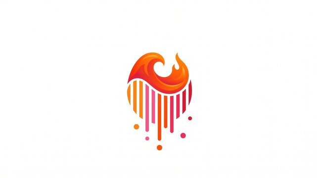 Dynamic abstract flame shaped graphic with vibrant color splash with stylized flame inspired graphic featuring bold gradient hues fluid effects against minimalist