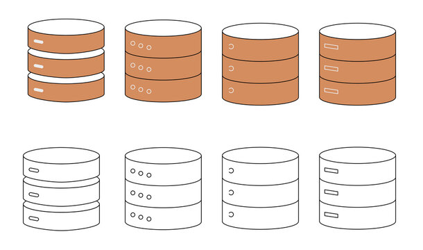 database server storage icon set vector collection