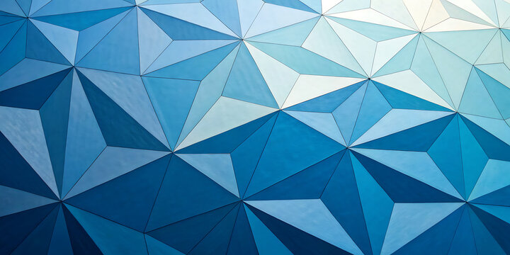Modern blue abstract triangular wall mosaic pattern with abstract