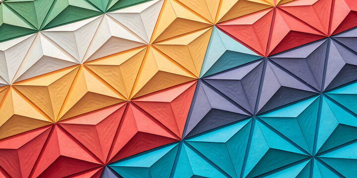 Abstract colorful geometric triangular wall pattern with abstract