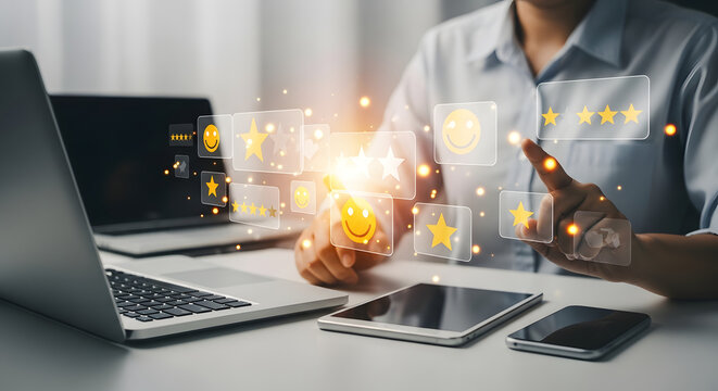 Customer feedback and satisfaction online via rating technology with smileys