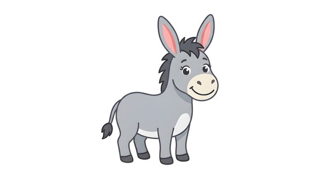 Cute cartoon donkey isolated on white background