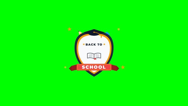 Back to School Badge on Bright Green Screen video.