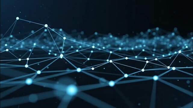 Futuristic Artificial Intelligence Data Network with Flowing Digital Connections and Blue Technology Background