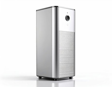 Sleek metallic electronic appliance with textured lower section and circular sensor