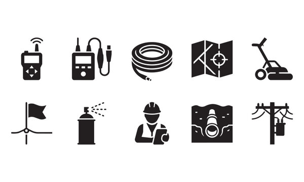Utility Locating Black Icon Pack