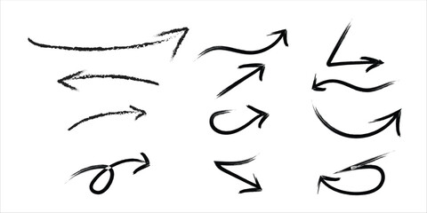 Fototapeta premium Hand Drawn Sketch Arrow Collection Vector Set