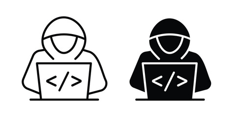 Hacker icon in black and white style © nusrat