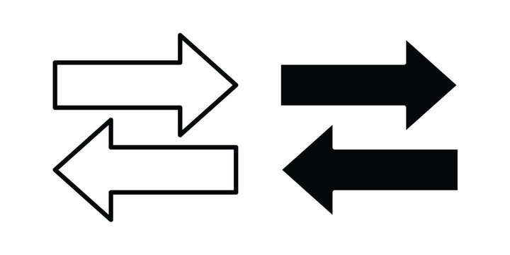 Transfer arrows icon in black and white style