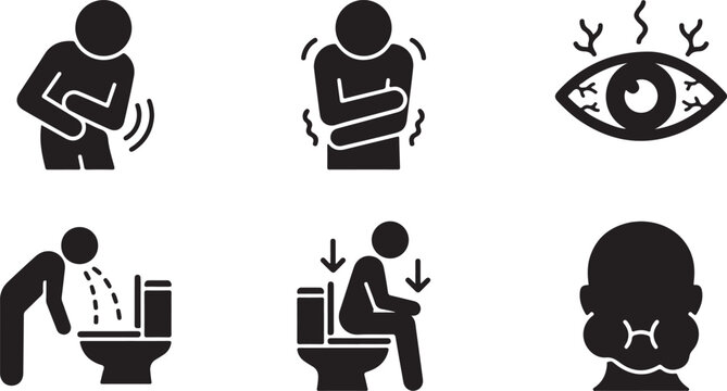 Medical Symptoms, Health Issues, and Illness Glyph Icon Set