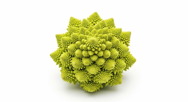 Fresh Romanesco Broccoli Vegetable Isolated on White Background.