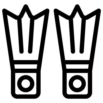 Scuba Diving Swim Fins Line Icon