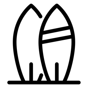 Summer Beach Surfboard Sport Line Icon
