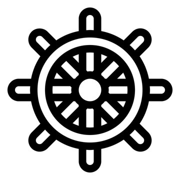 Ship Wheel Helm Navigation Line Icon