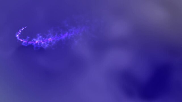 A short animated video of a meteor's light trail across a dark blue night sky.