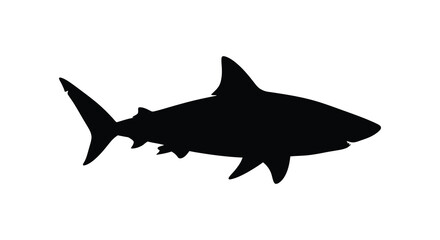 Obraz premium Black shark silhouette against a white background a marine predator illustration silhouette
