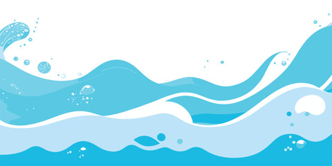 Abstract blue water wave splash background vector illustration. Vibrant cartoon ocean wave vector with splash and foam on white background, water wave, kids themes, and digital art. © MD AL AMIN