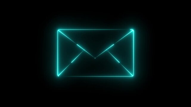 glowing neon mail envelope icon animated Message box animation icon conversation notice receive massage animated sign symbol animation 4k video