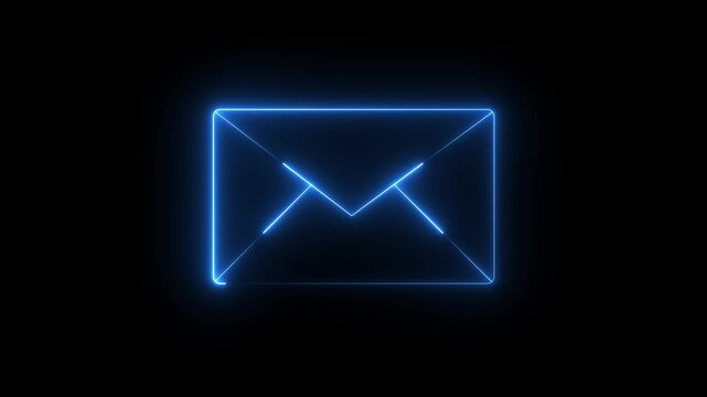 glowing neon mail envelope icon animated Message box animation icon conversation notice receive massage animated sign symbol animation 4k video
