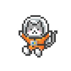 Fototapeta premium ドット絵の宇宙飛行士な猫