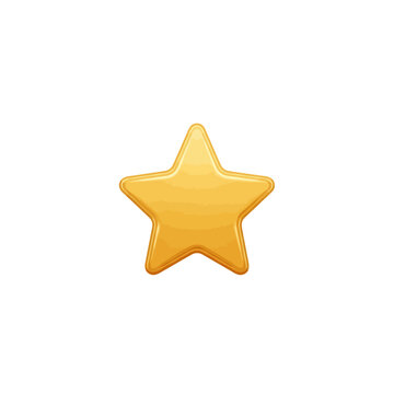 3D Golden Star Icon on White Background, Minimalist Glossy Reward Symbol for Rating, Success, and Achievement UI Design