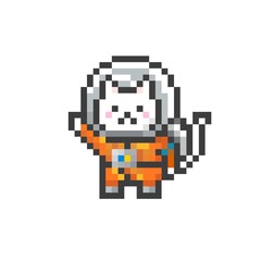 Fototapeta premium ドット絵の宇宙飛行士な猫