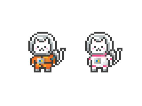 ドット絵の宇宙飛行士な猫