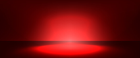 Studio silk gradient and background red room with limbo stage backdrop. Dark bg platform and light color abstract with carpet product xmas. Plain award 3d and minimal event back with solid satin © Mariia