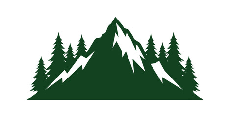Obraz premium Minimalist Mountain and Pine Forest Vector Illustration