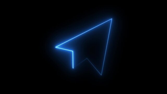 A bright blue neon paper airplane icon glows vibrantly against a dark symbolizing communication, speed, and digital messages with a modern aesthetic black background. animation 4k video