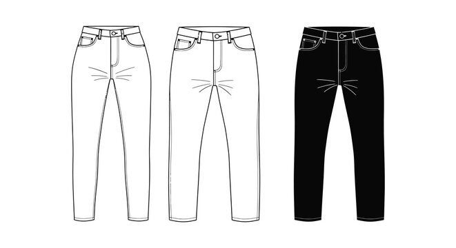 Three Pairs Of Jeans In Black And White Silhouette trousers denim