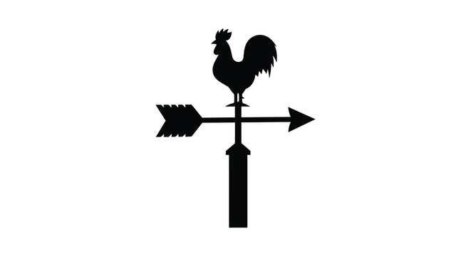 Weather vane with rooster and arrow a black silhouette weathervane weathercock