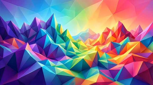 Abstract colorful polygonal mountain landscape background with abstract polygonal mountain geometric colorful