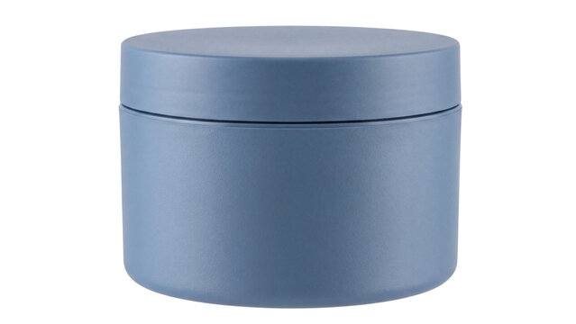 tall blue cosmetic jar isolated PNG, round container on transparent background