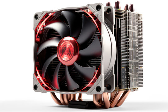 processor air cooler with cooling fan isolated on transparent background, png file