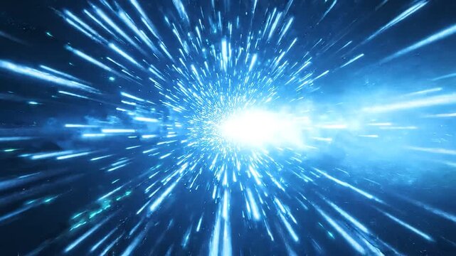 Warp Speed Tunnel A bright blue light streaks through a dark tunnel creating a sense of immense speed and advanced technology Perfect for themes of innovation space travel and the future
