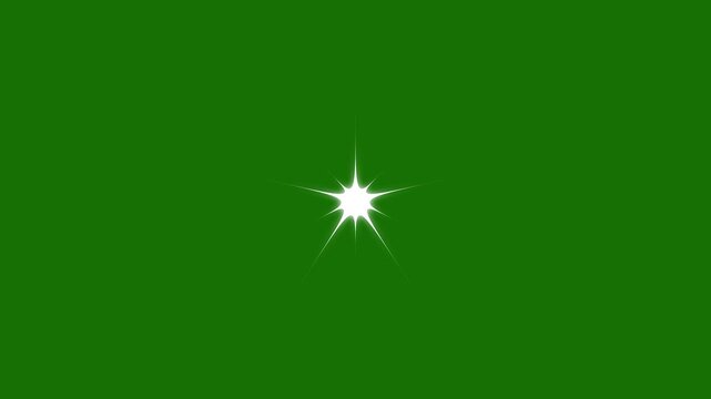 Fast line glitter motion with white cartoon blinking stars, flat vector doodle sparkle, glowing trails, seamless green screen animation, 4k