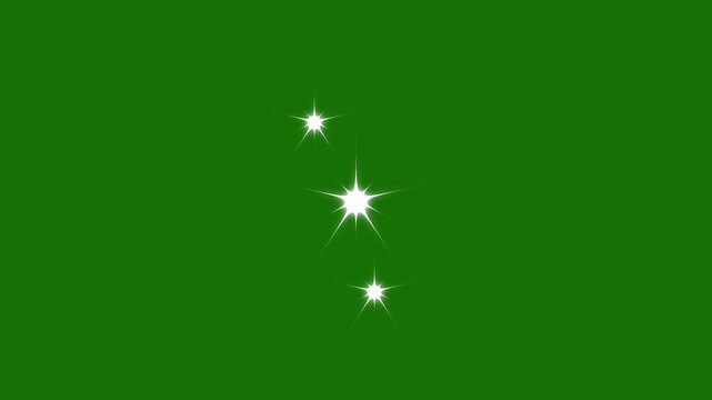 Elegant sparkling star shine animation with white cartoon twinkle lights, retro doodle glow, magical glitter burst, green screen video background, 4k