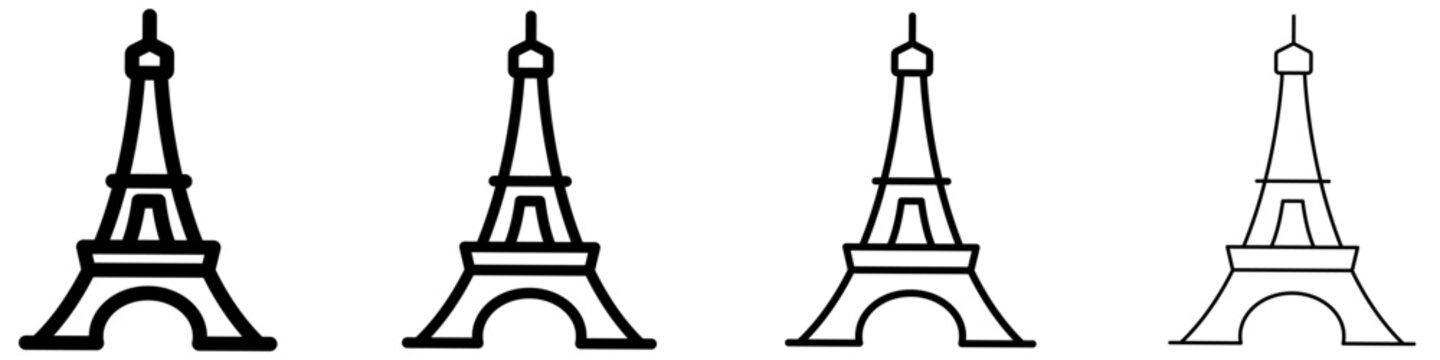 Eiffel Tower line icon for travel and tourism