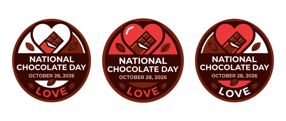 Obraz premium Set of Chocolate Celebration Badges with Heart and Cocoa Bar