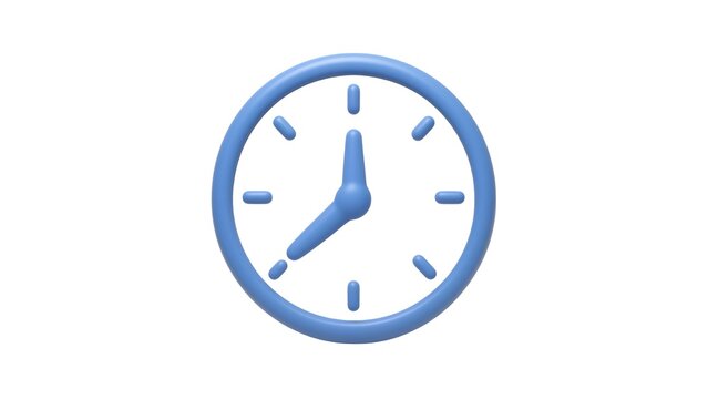 blue clock isolated on white background 