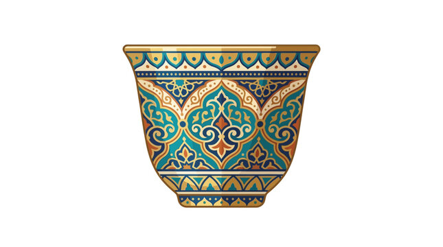 Traditional Arabic Coffee Cup with Ornate Geometric Patterns