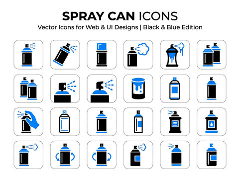Spray Can Icons Vector Graphics.