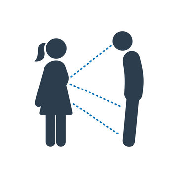 Woman staring intensely at a man, unwanted staring and ogling harassment icon