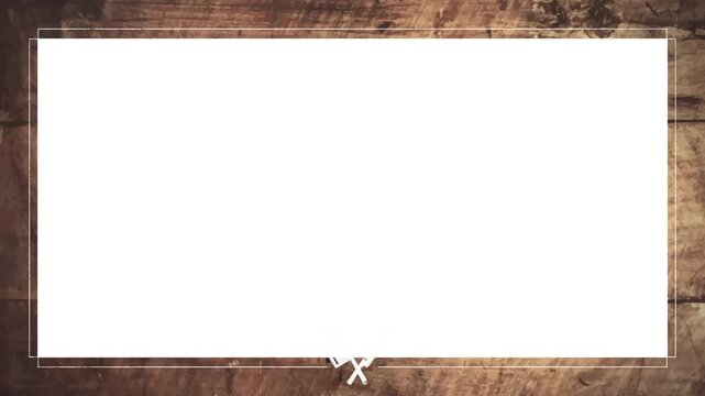 Frame features a white rectangular center surrounded by a rustic wooden border with a small key icon.