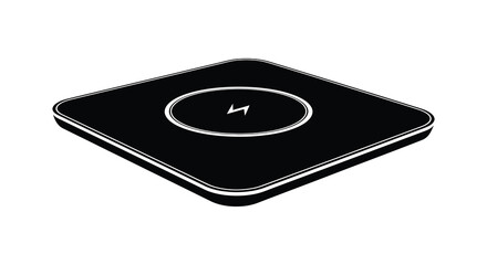 Wireless charging pad with lightning bolt symbol black and white silhouette © Lamiya Khanom