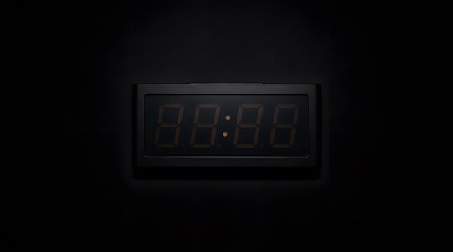 Minimalist Black Digital Clock Displaying Time in Darkness.