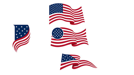 Obraz premium American flag collection vector graphics for patriotic designs and fourth of july celebrations